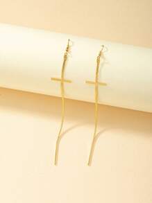 1 Pair Minimalist Personalized Tassel Cross Earrings