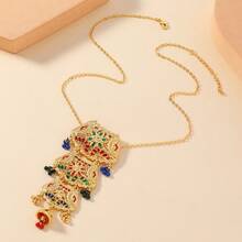 Middle East Luxury Enameled Bead And Tassel Decor Women Necklace, Matches Clothing - Gold - View 5