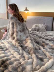 1pc Luxury Tie Dye Faux Fur Blanket - Soft, Warm, Cozy, Multipurpose, Suitable For All Seasons - Perfect For Bedroom, Guest Room, Living Room, Dorm, Car, Sofa Throw, Travel & Outdoor