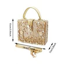 Women Evening Clutch Acrylic Square Bag Rhinestones Shoulder Bag Crossbody Bag Handbag - Gold - View 2