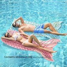 1pc Adult Inflatable Bed (Feed On Pump), King 65 ", Mermaid Floating Board, Floating Appliance, Thickened PVC Material, Suitable For Pool Parties And Beach. Holiday Party Gifts For Multiple People