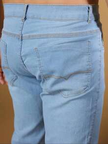 MEN'S JOGGER PANTS JEANS AND TWILL ADJUSTABLE ELASTIC UNISEX Direct From The Factory - 淺藍色 - 查看 4