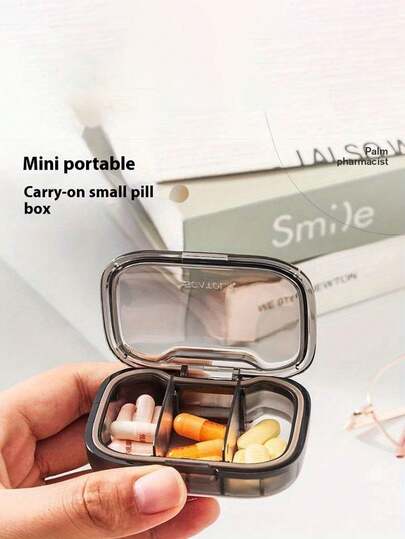 1 علبة أدوية صغيرة محمولة - موزع أدوية يومي وأسبوعي، تصميم مدمج مقاوم للغبار، مناسب للسفر والعمل والخروج، مصنوع من البلاستيك، حجرات شفافة، علبة أدوية مدمجة، تخزين الأدوية مرئي