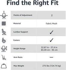 Silla de escritorio de oficina con respaldo bajo, malla tapizada, ajustable, giratoria para computadora, color negro, diseño básico y funcional - Azul - Ver 5