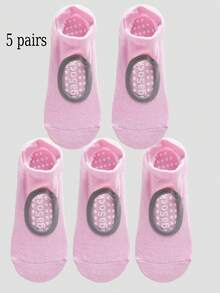 1/3/5/9双春夏女士薄款随机运动袜镂空瑜伽普拉提硅胶防滑适合室内健身有氧运动跑步拉伸运动带抓地袜 - 彩色 - 查看 19