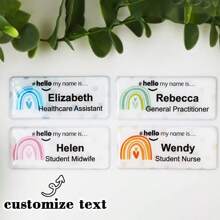 Spersonalizowana nazwa, tęczowe kropki "Witaj, mam na imię", identyfikator pielęgniarki, położnej w szpitalu, pielęgniarki, stażysty | Identyfikator pielęgniarki | Identyfikator pielęgniarki | Edukator | Pielęgniarka | Lekarz | Nauczyciel | Dentysta | Położna