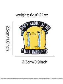 1 件“我会处理，但我会先哭”卡通鸭子徽章，可爱动物胸针，精致配饰，适合男女日常佩戴，送给朋友的绝佳礼物 - 黃色 - 查看 9