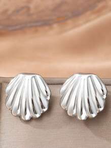 1 Par de Brincos Tipo Concha Elegantes e da Moda para Mulheres, Acessório de Joias para o Dia a Dia, Estilo de Praia