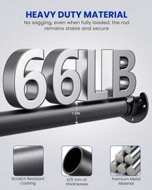 Varillas de clóset para colgar ropa, barra de metal ajustable de 17 a 69 pulgadas, barra colgante de ropa resistente de 1.3 pulgadas, para clóset, armarios, lavandería, RV - 1 - Ver 4