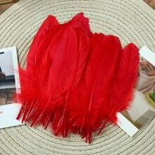 50/100pcs Colorful Goose Feathers, 15-20cm, Soft & Fluffy, High-End Quality, Vibrant Colors, Suitable For Wedding Decor, Photography Props, DIY Crafts, Studio Backdrops, Display Windows And Party Decorations. (Red Feathers) - Multicolor - View 10