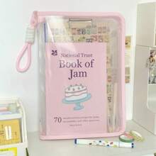 Macaron Color Transparent A4 File Bag, Large Capacity Zipper Document Bag With Handle, Waterproof Reinforced Stationery Organizer, Suitable For Students,School Supplies,Back To School