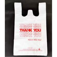 Thank You Bags, 200 Pcs, White Plastic, 11.5X6.5x22, Retail Shopping & Merchandising Bags - trắng - Xem 2