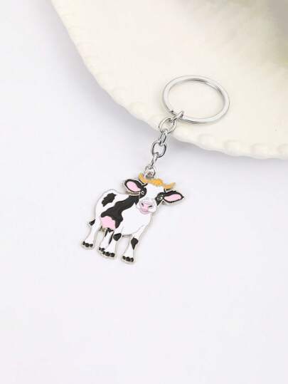 1 قطعة سلسلة مفاتيح معدنية سبيكة على شكل حيوان لطيف للنساء، سلسلة مفاتيح بقرة مطلية بالمينا، قلادة حقيبة، حامل مفاتيح السيارة، إكسسوارات مجوهرات موضة، اكسسوارات سيارة هالوين، قلادة حقيبة، حقيبة ظهر للمدرسة، هدايا عيد الميلاد، اكسسوارات حقيبة، سلاسل رقبة مع حامل بطاقة هوية، اكسسوارات سيارة، قلادة حقيبة، أنماط جوثيك Y2K
