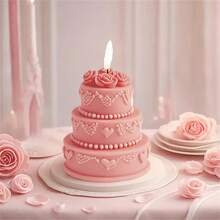 3D Rose Cake Shape Candle Silicone Mold DIY With Exquisite Floral Design For Valentine's Day, Birthday Parties, Aromatherapy & Home Decor Handmade Gift - Multicolor - View 9