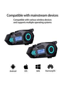 K09 Motorcycle Helmet Bluetooth Intercom Headset, Upgraded 500 Meter Bluetooth Intercom, IPX8 Waterproof Intercom, With Automatic Response And Noise Reduction Functions, Supporting 20 Riders For Two Person Intercom Networking, Suitable For Motorcycle Skiing And Rock Climbing