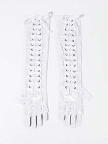 1 Pair Ladies' Lace-Up Wedding Long Gloves