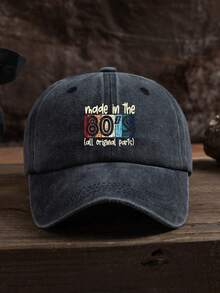 1 件男女通用 80 年代图案做旧可调节棒球帽，适合户外和休闲穿着