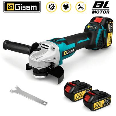 Gisam Amoladora angular eléctrica sin escobillas de 125 mm, velocidad variable, M14, herramienta para trabajar la madera