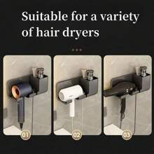 1 pieza Soporte para secador de pelo con gancho para enchufe, soporte para secador, estantes de almacenamiento de baño montados en la pared sin perforación, soporte para brochas de maquillaje, soporte para navajas de plástico, accesorios de baño, organizador de baño
