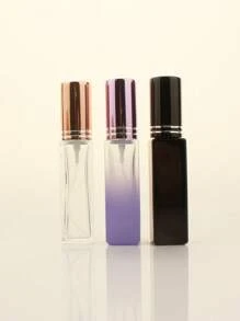 3pcs/6pcs/12pcs/18pcs 10ml Square Glass Refillable Makeup Toner Perfume Small Sample Transparent Fine Mist Spray Bottle, Black/Amber, With Funnel Atomizer, Rose Gold/Purple/Pink