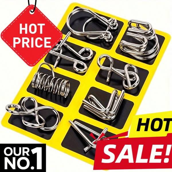 Nine Linked Rings Brain Teaser Adult Gift Unlocking Intelligence Toy Intelligence Hook Set