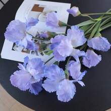 1 pieza Flor artificial de iris de 3 cabezas, decoración de arreglo floral de alta gama, decoración hecha a mano DIY