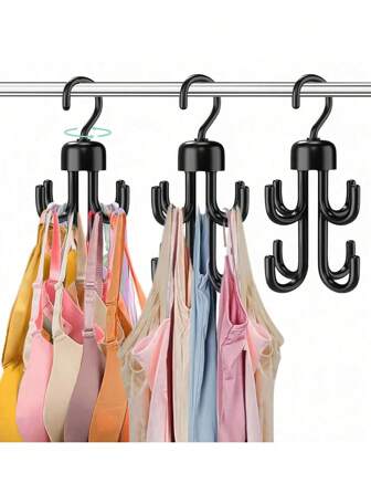 Double Rotating Hooks Multifunctional Silk Scarf Bag Hanging Rack, Space Saving Household Organizer Undershirt Hanger, Rotatable Bra Hanger For Closet Storage, Plastic Space Saving Apartment Dorm Essential Undershirt Belt Tie Hanger