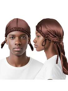 1 buc. Pălărie de pirat cu coadă lungă, stil nou hip-hop Durag, satin, imitație de mătase, stil hip-hop Durag