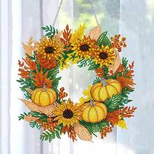 DIY 亚克力钻石画壁挂 - 万圣节南瓜花环