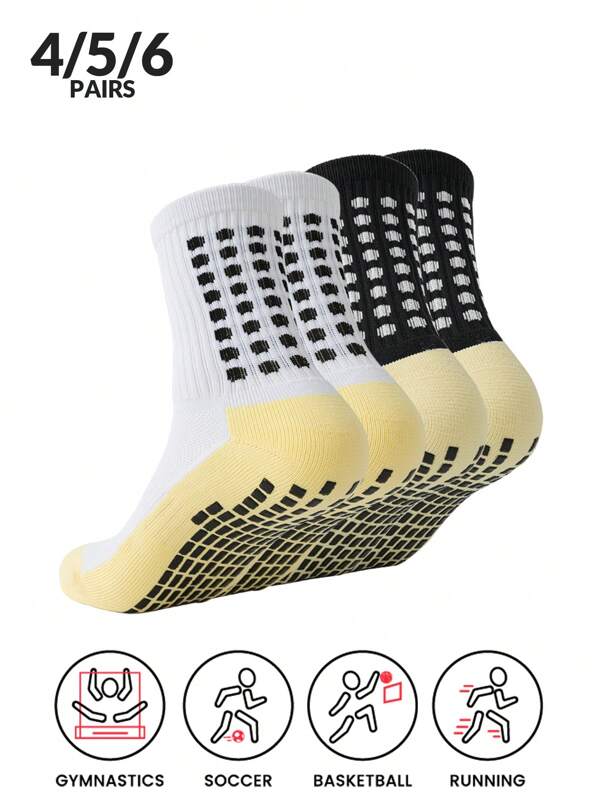 4/5/6 Pares de calcetines deportivos para hombres con agarre antideslizante y transpirables para fútbol, baloncesto, carrera, senderismo