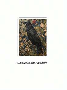 1pc Frameless Vintage Crow Wall Art Gothic Victorian Bird Print With Dark Academia Style & Medieval Botanical Motifs, Rustic Room Decor For Bedroom/Dorm/Party, Perfect Gothic Gift For Back To School Funky Posters, Wall Prints - Multicolor - View 13