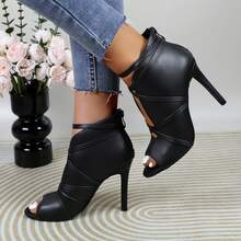 FRAN WILLOR Womens Ballroom Dance Boots Latin Salsa Professional Dance Heels Party Ankle Booties - màu đen - Xem 3