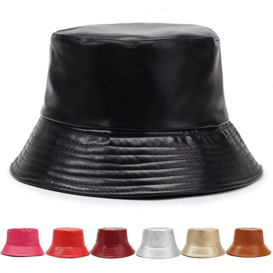 女士 PU 皮革渔夫帽，复古小檐帽，春秋通用