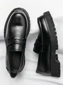 New Men's Formal Slip-On Loafers, Thick Sole Business Casual Shoes, Round Toe High-End British Style Dress Shoes For Men, Increase Height Old Money Chic Autumn