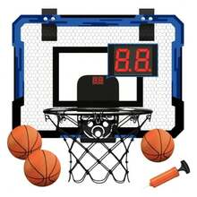 Tablero de Baloncesto Montado en Pared – Mini Canasta para Interior y Exterior - negro con azul - Ver 1