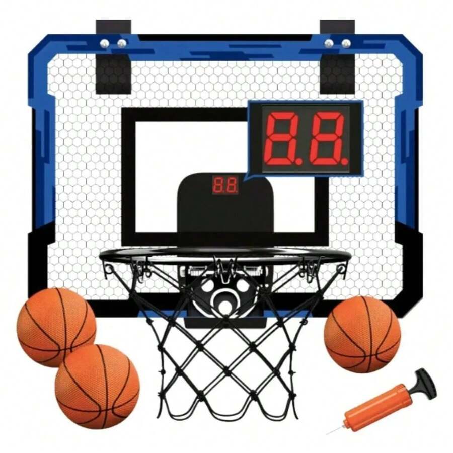 Tablero de Baloncesto Montado en Pared – Mini Canasta para Interior y Exterior - negro con azul - Ver 1