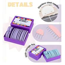 20 件针织阻挡针套件 - 不锈钢针织阻挡梳，4/8 爪阻挡梳，用于阻挡针织、钩针、蕾丝、缝纫、编织、针织固定修剪、DIY 手工项目、钩针配件、针织用品、DIY 工具 - 橢圓形 - 查看 3