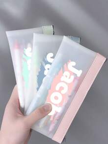 1pc Custom Frosted PVC Pencil Case Graffiti Stationery Storage Bag Student Opening Gift Pencil Case Custom Simple And Creative Large Capacity Transparent Zipper Pencil Case Suitable For Holiday Gifts, School Gifts, Graduation Gifts, Party Gifts, Giving To Sons, Daughters, Fathers, Mothers, Good Friends, Boyfriends, Girlfriends, Classmates, And Family. Suitable For Schools, Indoor, Outdoor, And Offices,For School Supplies,Back To School,Office & School Supplies,Xmas Decoration,Pencil & Marker Cases - Multicolor - View 2