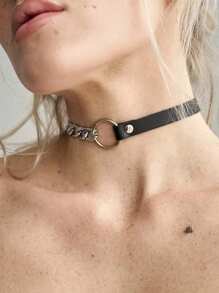 1 Stück Punk Goth Rock Stil PU Leder Choker Halskette, Gothic Kragen Halskette Accessoire