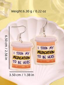 1 Cặp Bông tai thả Acrylic hình lọ thuốc độc đáo sáng tạo, cá nhân hóa vui nhộn, thích hợp cho trang phục hàng ngày của phụ nữ, lễ hội và tiệc tùng - Nhiều màu - Xem 5