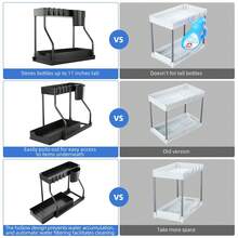 1pc Under Sink Organizers Black/White, 2 Tier Large Capacity Pull Out Kitchen & Bathroom Under Sink Drawer Organizer Space Saving, Black Storage Solution,Double Layer L Shaped Sliding Storage Organizer, Multi Functional Bathroom Caddy For Cosmetic, Cleaning Supplies, Great For Bathroom, Kitchen, Vanity Bathroom Accessories - Black - View 8