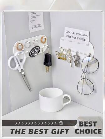 1pc Wall Mounted Jewelry Storage Rack, Simple Plastic White Earrings Necklace Storage Holder For Household, Gift For Sun Travel Cool Back To School
