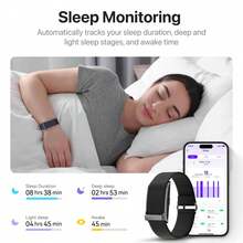 智能健康腕带，兼容 Who Op 4.0 腕带，Who Op 腕带 - 可穿戴活动和健身追踪器，120 多种运动模式，全天持续监测，心率追踪，改善睡眠、压力、健康，1 件装腕带，附赠免费 APP - 黑色 - 查看 4
