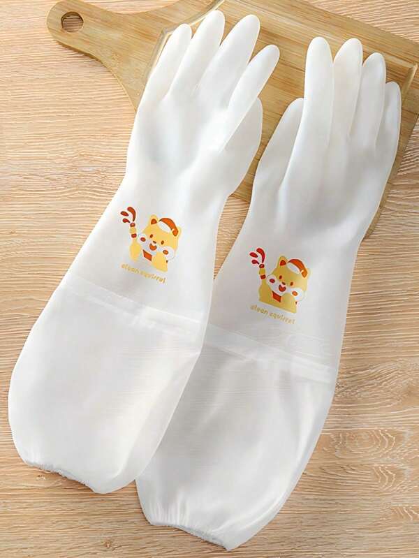 1 pieza Guantes de goma para lavar los platos de la cocina, guantes de limpieza domésticos reutilizables, se utilizan para limpiar utensilios y tareas de limpieza, flexibles y duraderos antideslizantes, guantes domésticos impermeables, adecuados para la cocina y el baño (Código M Blanco Transparente)