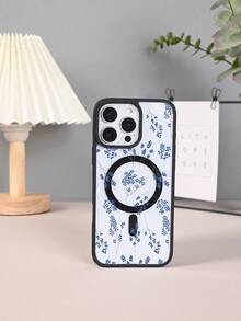 GALLAPLE Blue & White Botanical Print Magnetic Phone Case, Minimalist Scandinavian Inspired,Durable And Dirt-Resistant Material With Wireless Charging Design,Compatible With IphoneX/XS/XSMAX/11/11pro/11promax/12/12pro/12promax/13/13pro/13promax/14/14plus/14pro/14promax/15/15plus/15pro/15promax/16/16plus/16pro/16promax - 淺灰色 - 查看 5