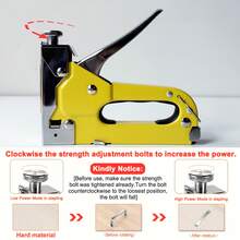 三合一重型手动订书机，配备 300 个订书钉，含起钉器，适用于木板、工艺品、织物 DIY 工具套装，可调功率，金属机身手动订书机，无需插电 - 黃色 - 查看 6