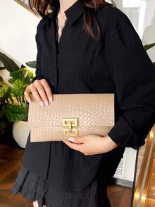 简约休闲网格图案 2025 新款时尚韩版女士信封长款手拿包 - 彩色 - 查看 15