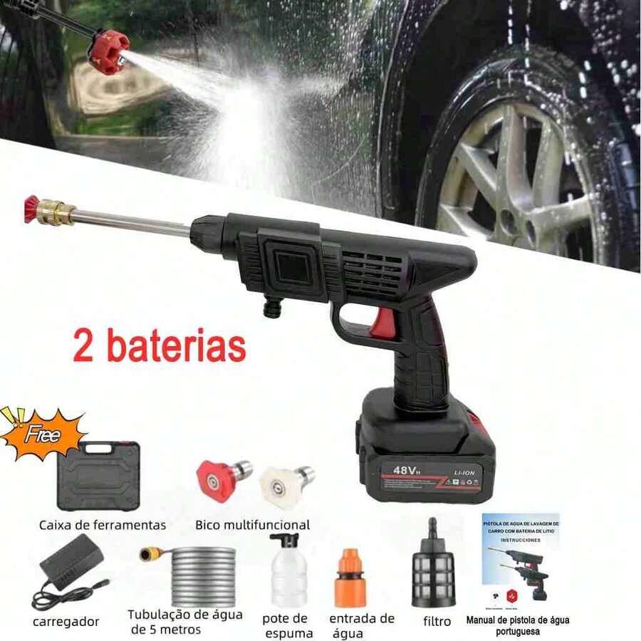 High Pressure Washer Portable Rechargeable Car Washer With Case And Accessories Cordless Rechargeable For Cars And Garden - 2 baterias - 查看 1