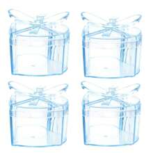 4 件心形糖果罐-塑料储物盒盖适用于婚礼糖盒糖果礼盒巧克力球盒创意透明心形蝴蝶结糖果盒，圣诞节和情人节礼物 - 彩色 - 查看 15