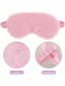2 件/套返校毛绒睡眠眼罩和蝴蝶结头带套装，柔软涤纶亚克力绒毛遮阳罩，弹性头带，无电源派对礼物，适合水疗、睡衣派对和单身派对用品，适合旅行、办公室、飞机、火车、私家车、户外休息、化妆、洗漱用品，1 套（2 件）洗面奶头带眼罩，随机颜色旅行必备度假睡眠面罩